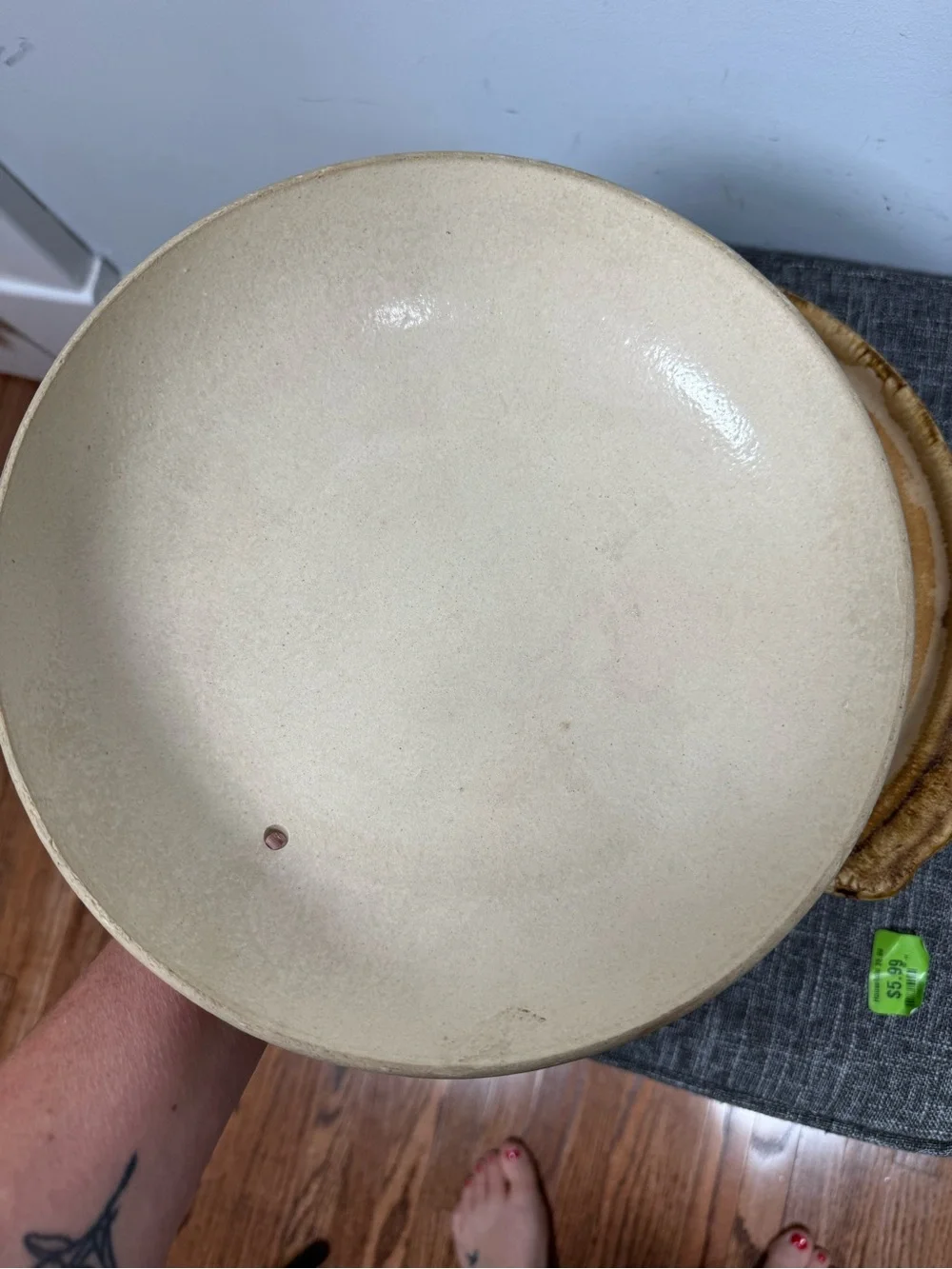 Vintage Japanese Donabe Clay Pot Hand Painted Orange Blossom Casserole Lid 8